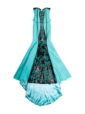 John Paul Ataker Turquoise Black Sequin Corset Mermaid Gown NWT 38